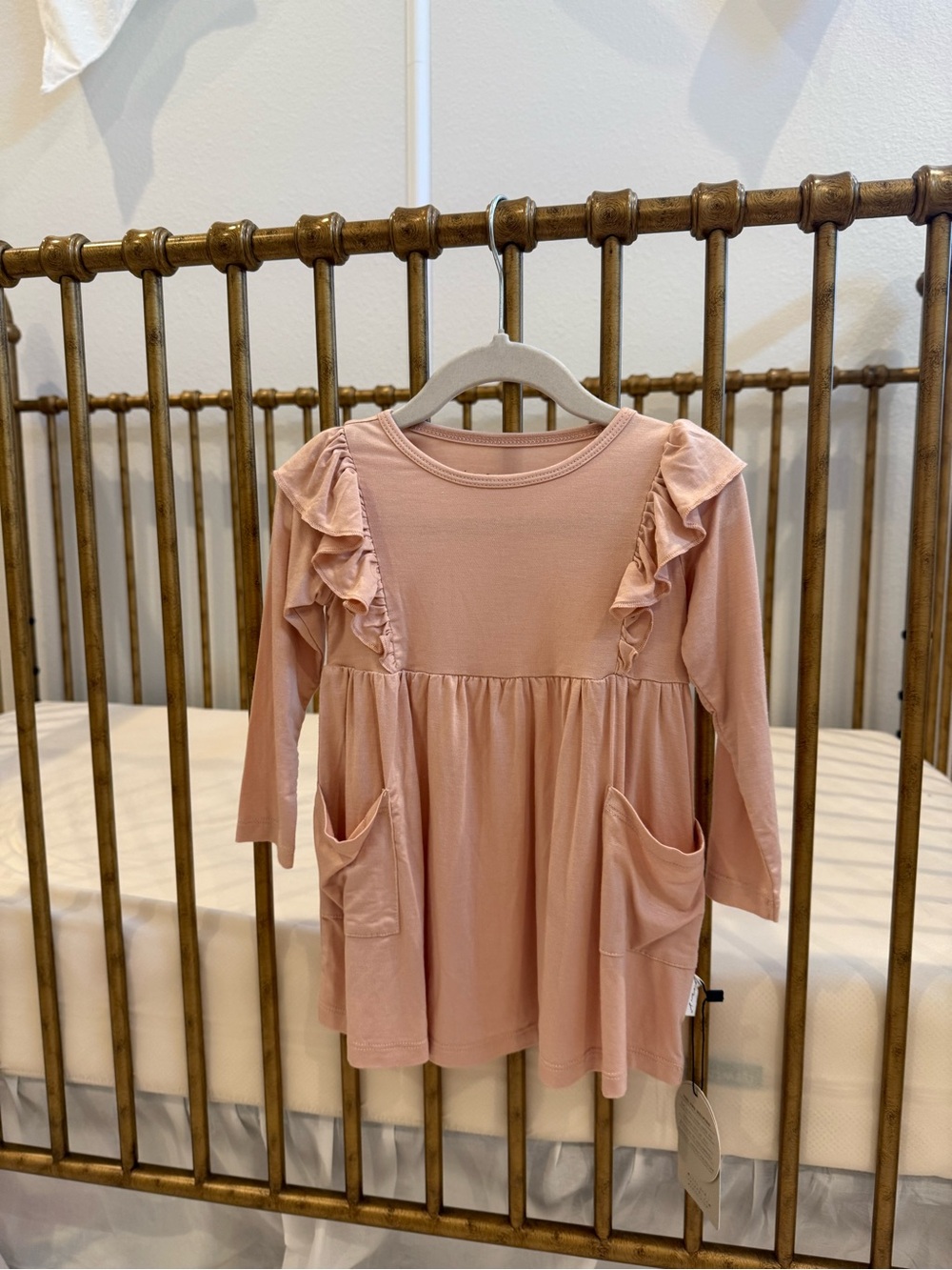 Girls' Ruffle Pocket Long-Sleeve Dress or Tunic Top